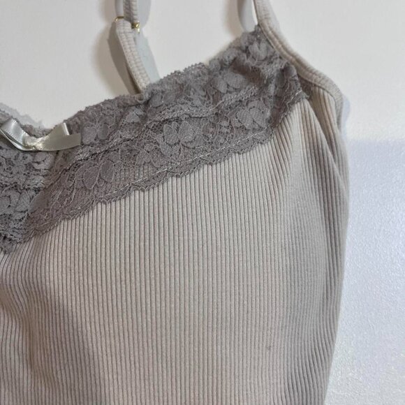 y2k vintage cream and gray lace trim padded tank top fairy coquette cottagecore - Picture 5 of 7